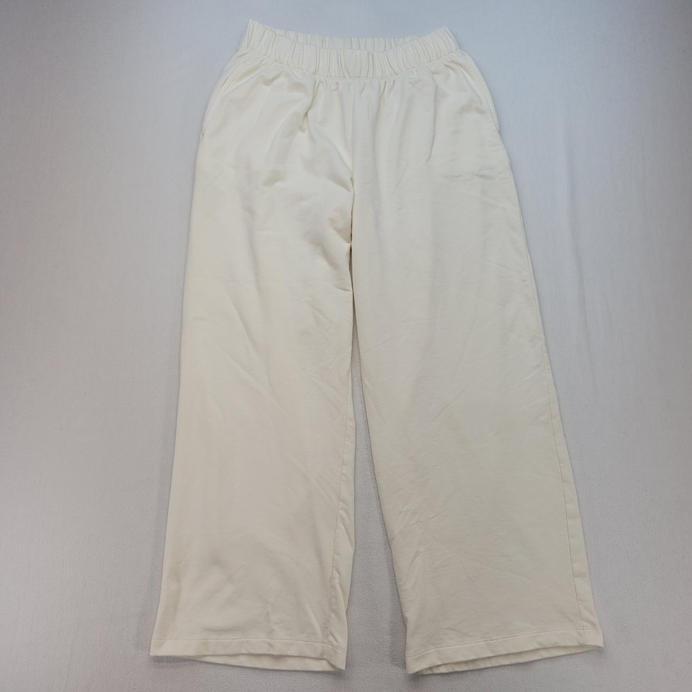 Eddie Bauer Sweatpants Womens M Cream Casual Fleece Elastic Waist Joggers